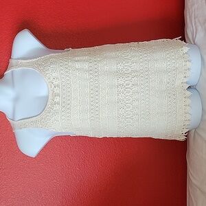 KNOX ROSE bohemian crochet doily style tank beige size L